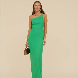 Elegant Green One-Shoulder Dress